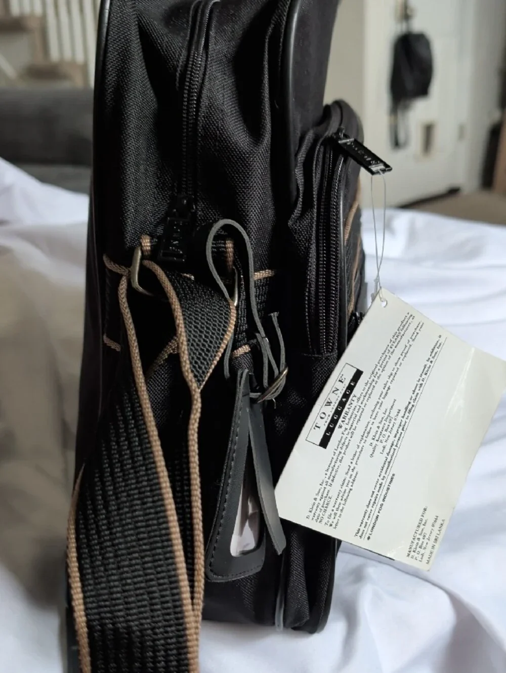 TOWNE Black Men's Messenger Bag with Subtle Brown Accents